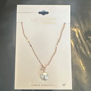 🎁 LC Lauren Conrad Rose Gold Necklace with Pearl Charm